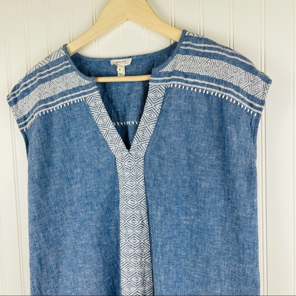 Soft Joie Natali Chambray Embroidered Shift Dress / Swim Cover Beach Cover Up - Picture 3 of 9